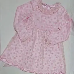 120　メゾピアノ　花柄刺繍シフォンとレースのワンピース