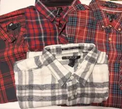 長袖チェックシャツ4枚セット