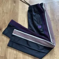 人気カラー】Needles トラックパンツ ストレート ブラック×パープル M