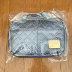 キルティングポーチ　メイクポーチ　化粧ポーチ　紺色　ネイビー　大容量