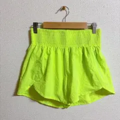 【S】蛍光イエロー ショートパンツ インナー付き ランニングパンツ 海外古着