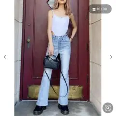 GYDA 【WEB限定】 [TINY］ハイウエストフレアデニムパンツライトブルー