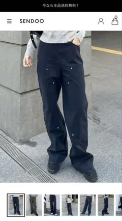 SENDOO ポケットデザインパンツ ネイビー S