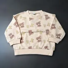 クマ柄 ベージュ トレーナー 90 綿100%