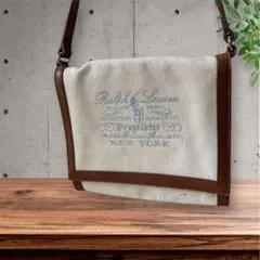 RALPH LAUREN ラルフローレン　キャンバス レザーななめがけ　刺繍
