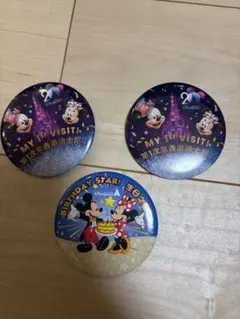 香港ディズニー ミッキー ミニー バッジ 3個セット