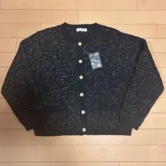 お値下げ 美品 ツイード 黒いニット カーディガン