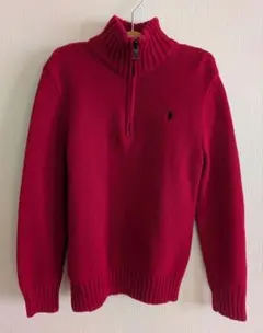ポロ・ラルフローレン　ハーフジップハイネックセーター 赤 140