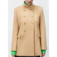 最終値下げ　未使用ザラ マンテコ 金ボタン ダブルブレスト　ウールコート