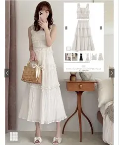 フリルシャーリングキャミソールxフレアスカート セットアップ