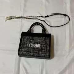 furfur ツイードロゴトートバッグ ブラック チャームセット - メルカリ