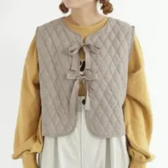 新品☆Samansa Mos2サマンサモスモス☆カットキルトベスト☆ベージュ