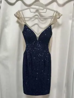 Angel R ネイビー スパンコール タイトミニドレス