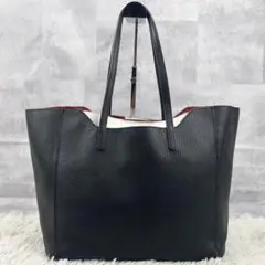 A4可 美品 フルラ レザー トートバッグ ファンタジア ロゴ金具 肩掛け 黒