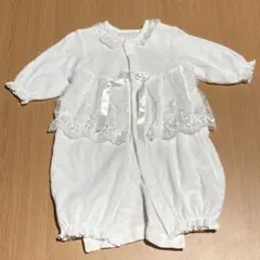 ベビードレス★セレモニードレス★花柄レース★リボン★ホワイト★50～60cm