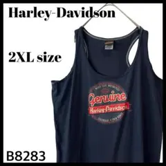 古着 ハーレーダビッドソン タンクトップ レーサーバック ネイビー 紺 XXL