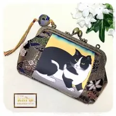 浮世絵猫と西陣織り金蘭　ハンドメイド