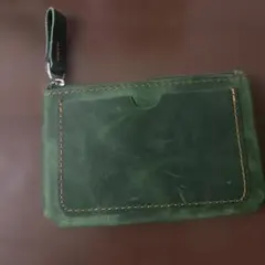 緑色レザーコインケース