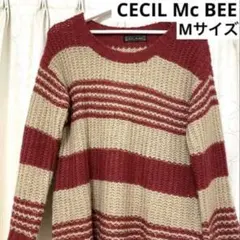 CECIIL McBEE赤とベージュのストライプニット セーター セシルマクビー