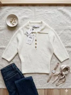 ZARA バックリボンスタイル 半袖ニット