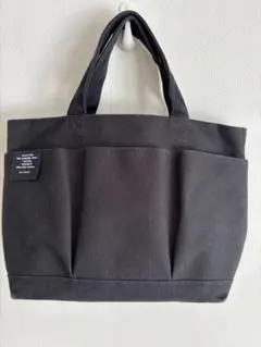 DELFONICSブラックトートバッグ 外ポケット付き