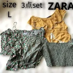 ピ*ザ様 ZARA ザラ トップス L 3点 オフショル アシメントリー 総柄
