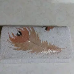 ビーズ刺繍 羽模様 和装用バッグ