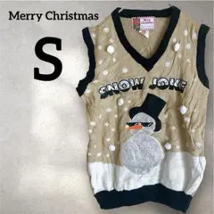 美品✨️Merry Christmas【S】スノーマン ニットベスト