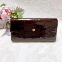 ✨美品✨ルイヴィトン モノグラム・ヴェルニ ポルトフォイユ・サラ長財布アマラント