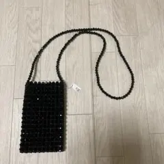 ビーズ編み ブラック ショルダーバッグ