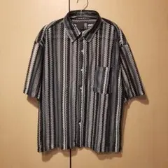 ラコレ　シアーシャツ　半袖シャツ　ストライプ