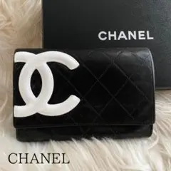 シャネル CHANEL 二つ折り 財布 カンボンライン ピンク 黒 正規品