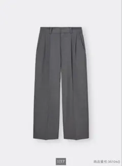 グレー ワイドスラックス ゴム入りウエスト