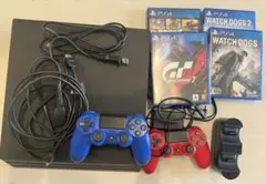 PS4 本体　コントローラー2つ　充電スタンド　ソフト4つ