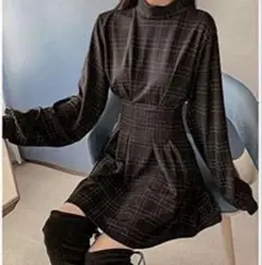 ⭐️ 秋冬に大活躍❤️ ゴシック 長袖 チェックワンピ ミニスカ Mサイズ 新品✨