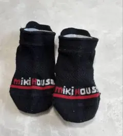 mikiHOUSE 黒 ロゴ入りベビー靴下　11-13