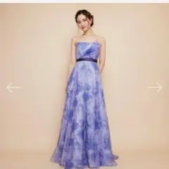 花柄ロングカラードレス ブルー系