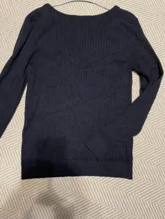 GU ネイビー リブ編み 長袖セーター ボートネック