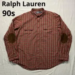 90s Ralph Lauren タータンチェックシャツ エルボーパッチ付き