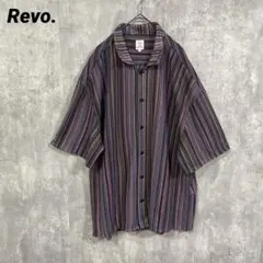 Revo. レヴォ　バルファスレース マルチストライプ 半袖オープンカラーシャツのサムネイル