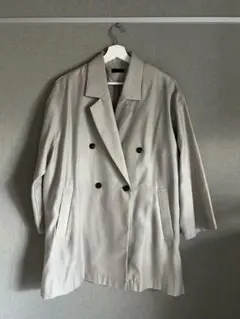 【Aga】グレーベージュ ダブルブレスト テーラードジャケット