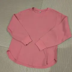 ユニクロ　ワッフルTシャツ　ピンク