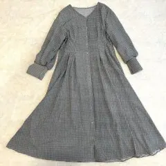 美品anysis パフスリーブ ロングワンピース ギンガムチェック 大きいサイズ