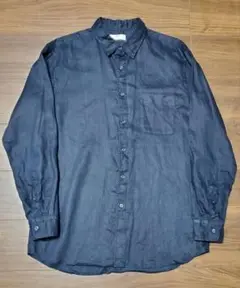 ユニクロ リネン ネイビー 長袖シャツ XL