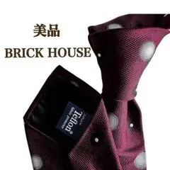 BRICK HOUSE ブリックハウスドット柄水玉模様ネクタイ ワインレッド赤