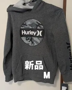 【新品】Hurley グレー 迷彩プリント フード付き パーカー M