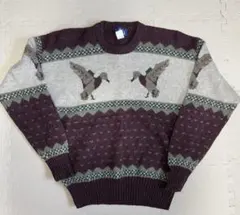 鴨柄ニット　ウールリッチ　アニマル柄　メンズXL woolrich セーターのサムネイル