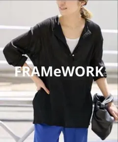 FRAMeWORK LINENクレープヘンリーネックブラウス☆まとめ買い大歓迎☆のサムネイル