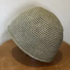クラッシャーハット　クロシェハット　バケットハット　麻　ジュート　カーキ　無地