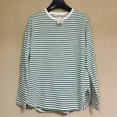 新品　UNIQLO ユニクロ　ソフトコットン　ボーダーラウンドヘムT グリーン